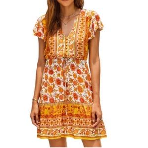 Sunflower Boho Mini Dress